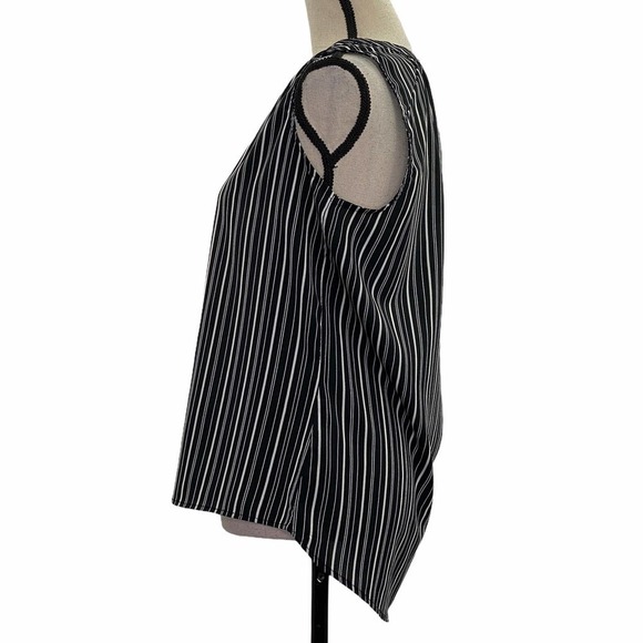 SIMPLY Style Black White Striped High Low Blouse S - Picture 4 of 10